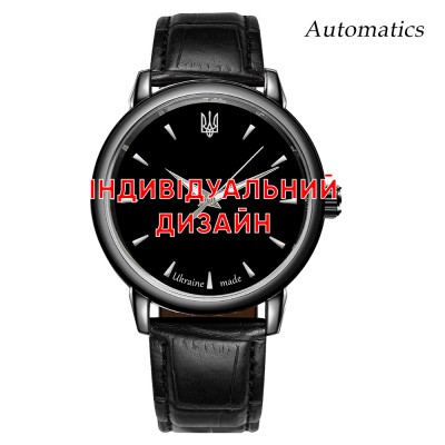 Мужские часы Awarder 022 Black Leather Automatic с Индивидуальным дизайном, кожаный ремешок